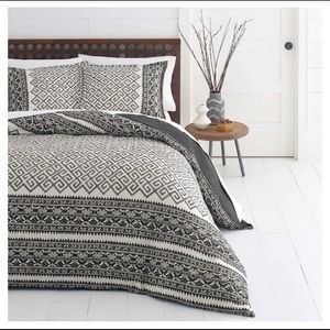 Beige & Black Greca Borders Duvet Cover Set (King)